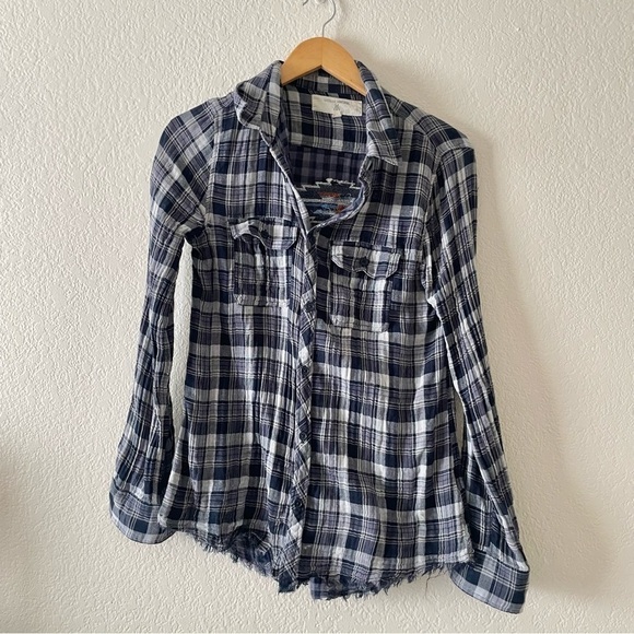 Miss Me Vintage Plaid Southwestern Embroidered Button Down Top Western Rodeo - Picture 1 of 6